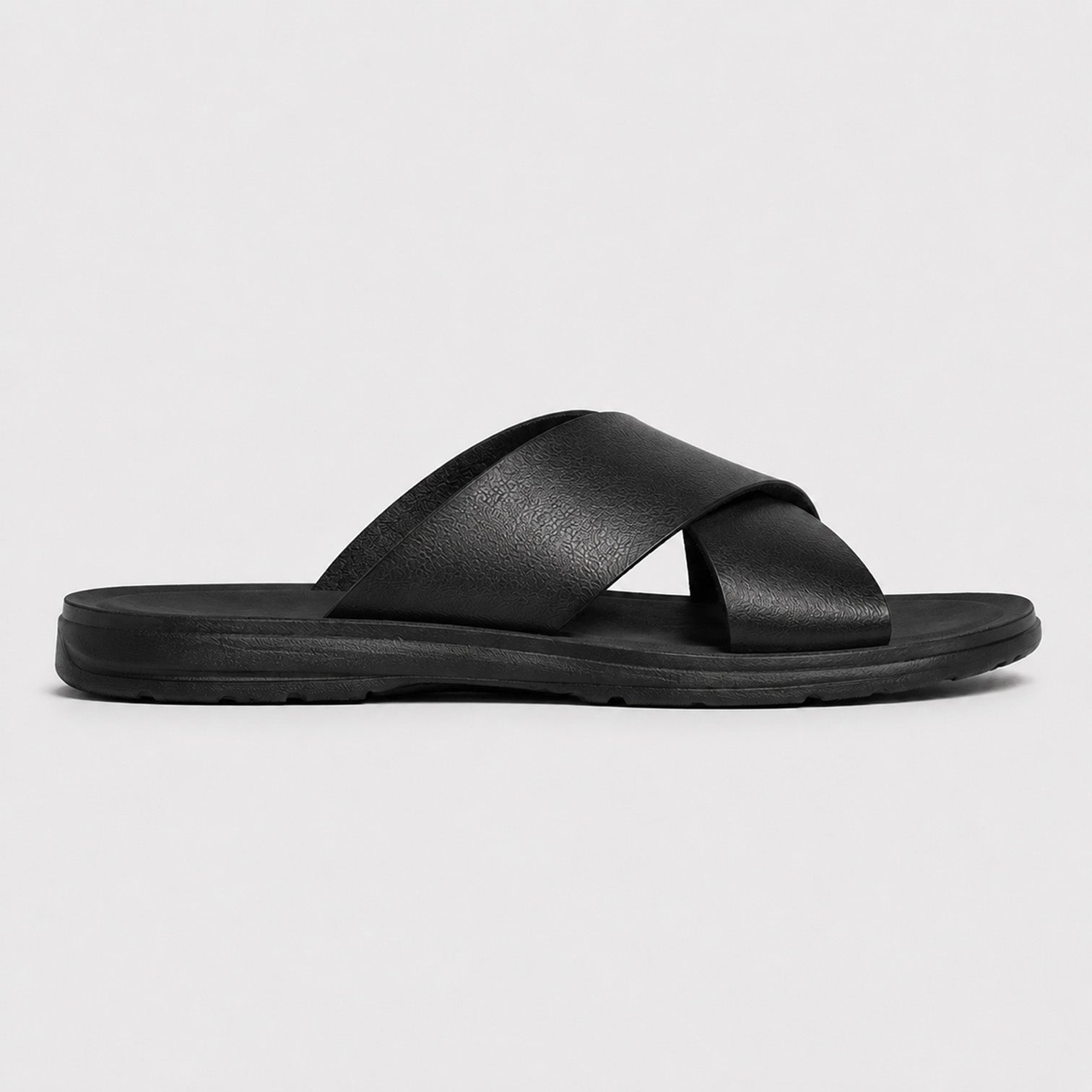 Monvaline | Men's PU Leather Slide Sandals with Non-Slip Sole for Summer Wear