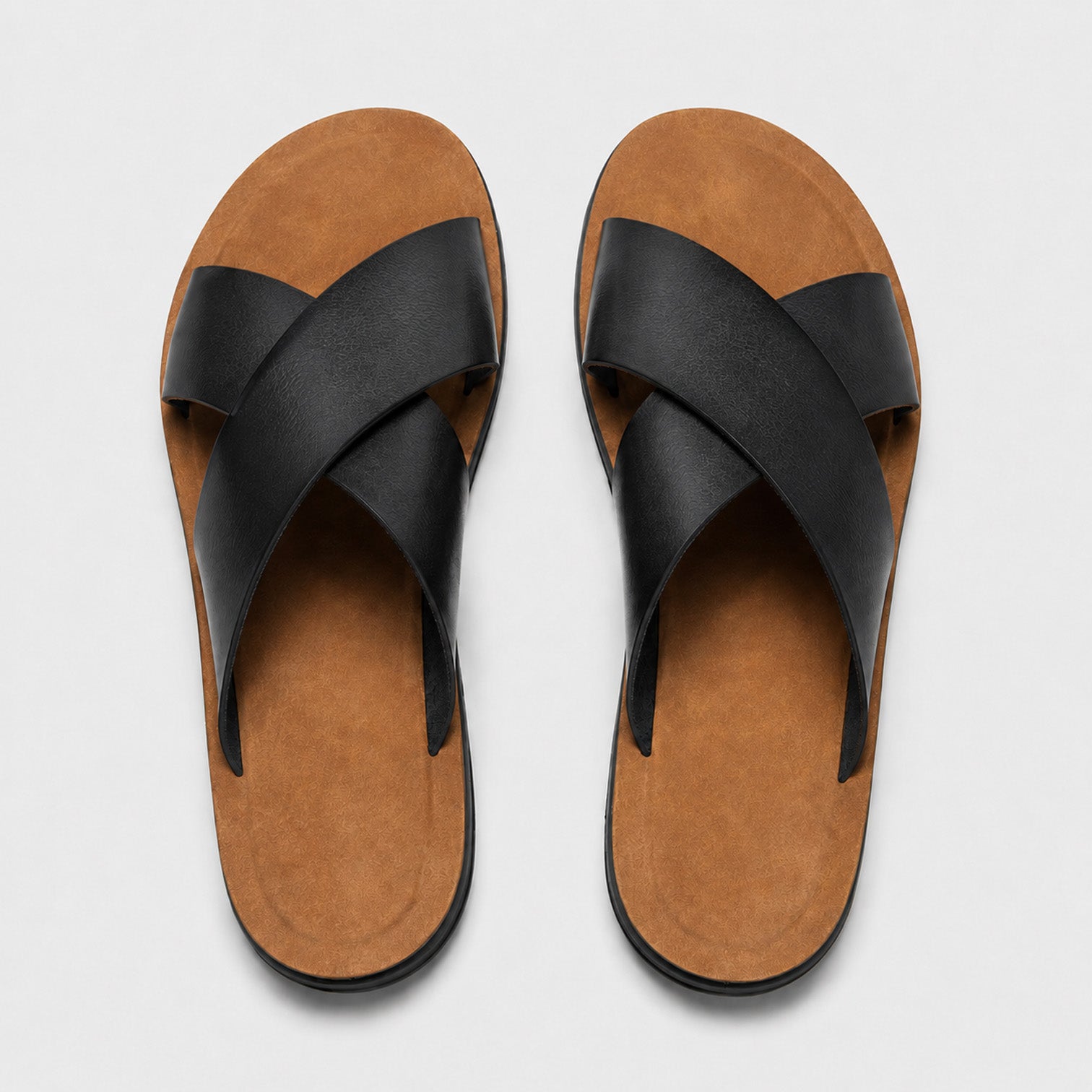 Monvaline | Men's PU Leather Slide Sandals with Non-Slip Sole for Summer Wear