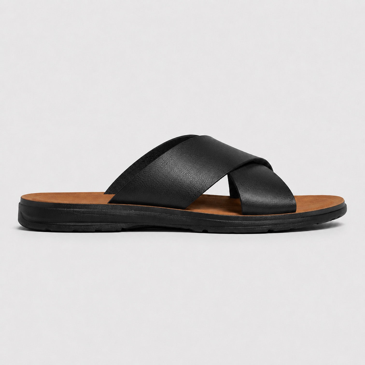 Monvaline | Men's PU Leather Slide Sandals with Non-Slip Sole for Summer Wear