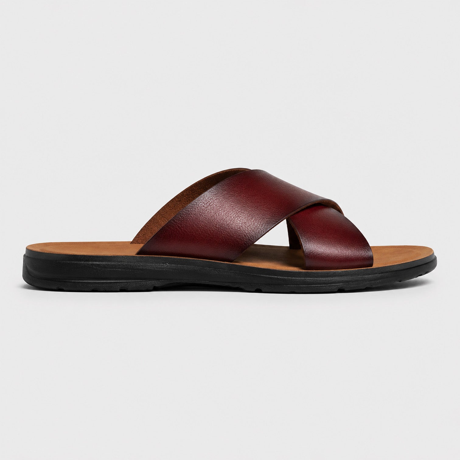 Monvaline | Men's PU Leather Slide Sandals with Non-Slip Sole for Summer Wear
