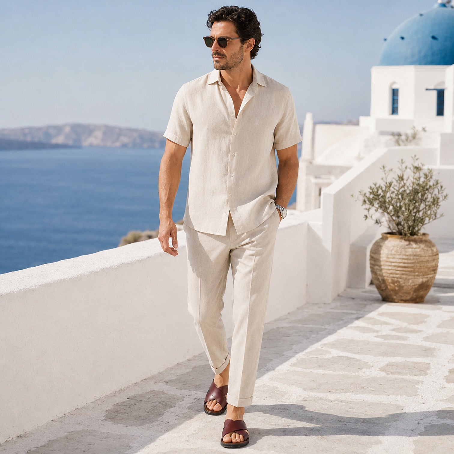 Monvaline | Men's PU Leather Slide Sandals with Non-Slip Sole for Summer Wear