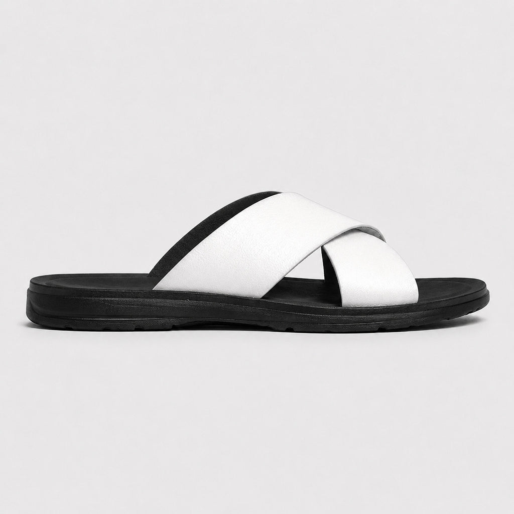 Monvaline | Men's PU Leather Slide Sandals with Non-Slip Sole for Summer Wear