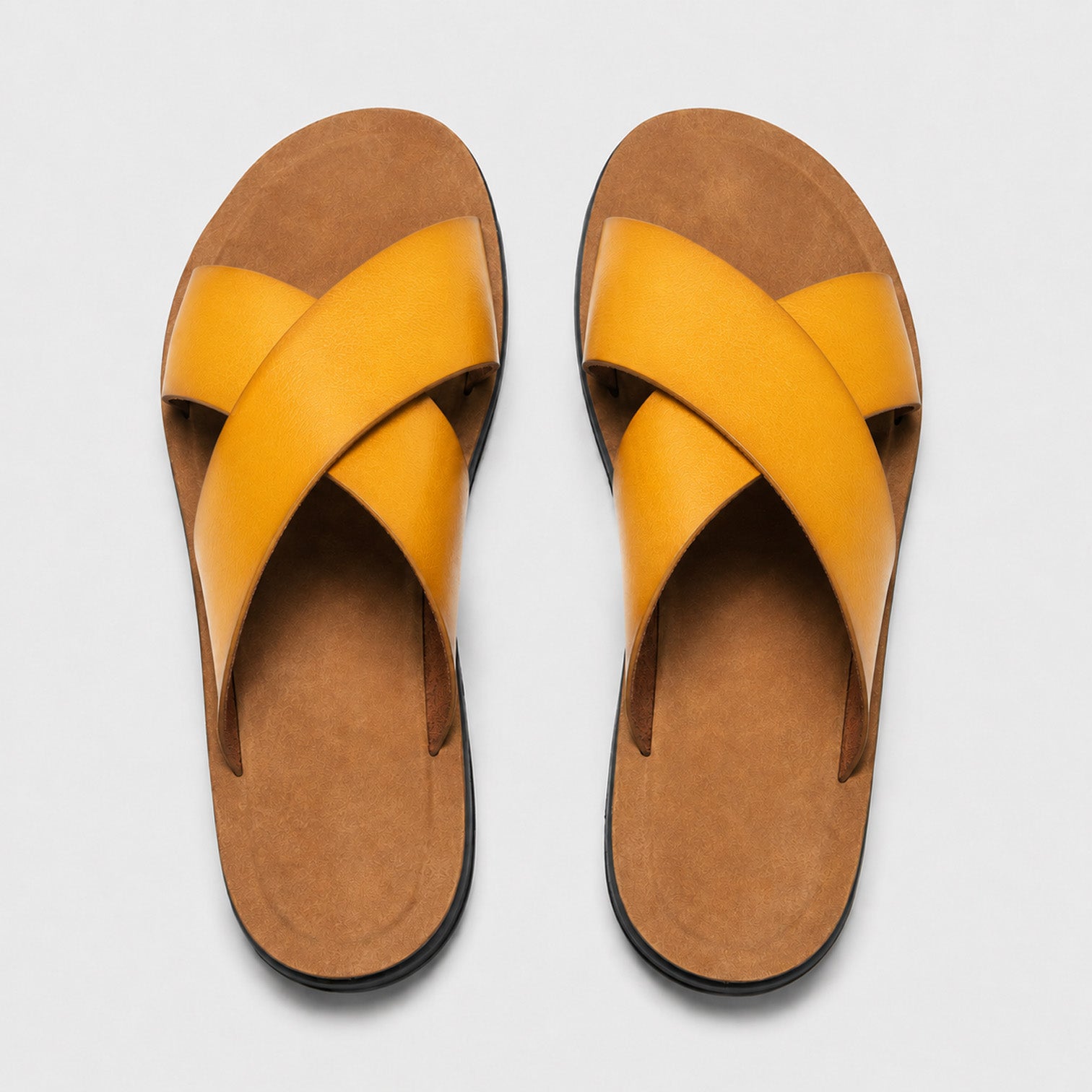 Monvaline | Men's PU Leather Slide Sandals with Non-Slip Sole for Summer Wear