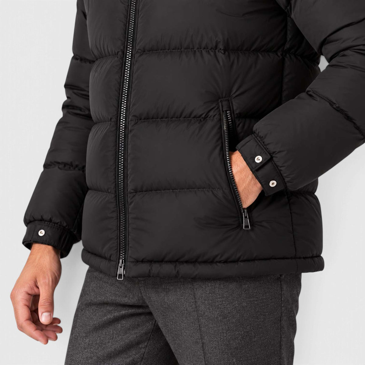 Monvaline | Men's Puffer Jacket Removable Hood Insulated Winter Black
