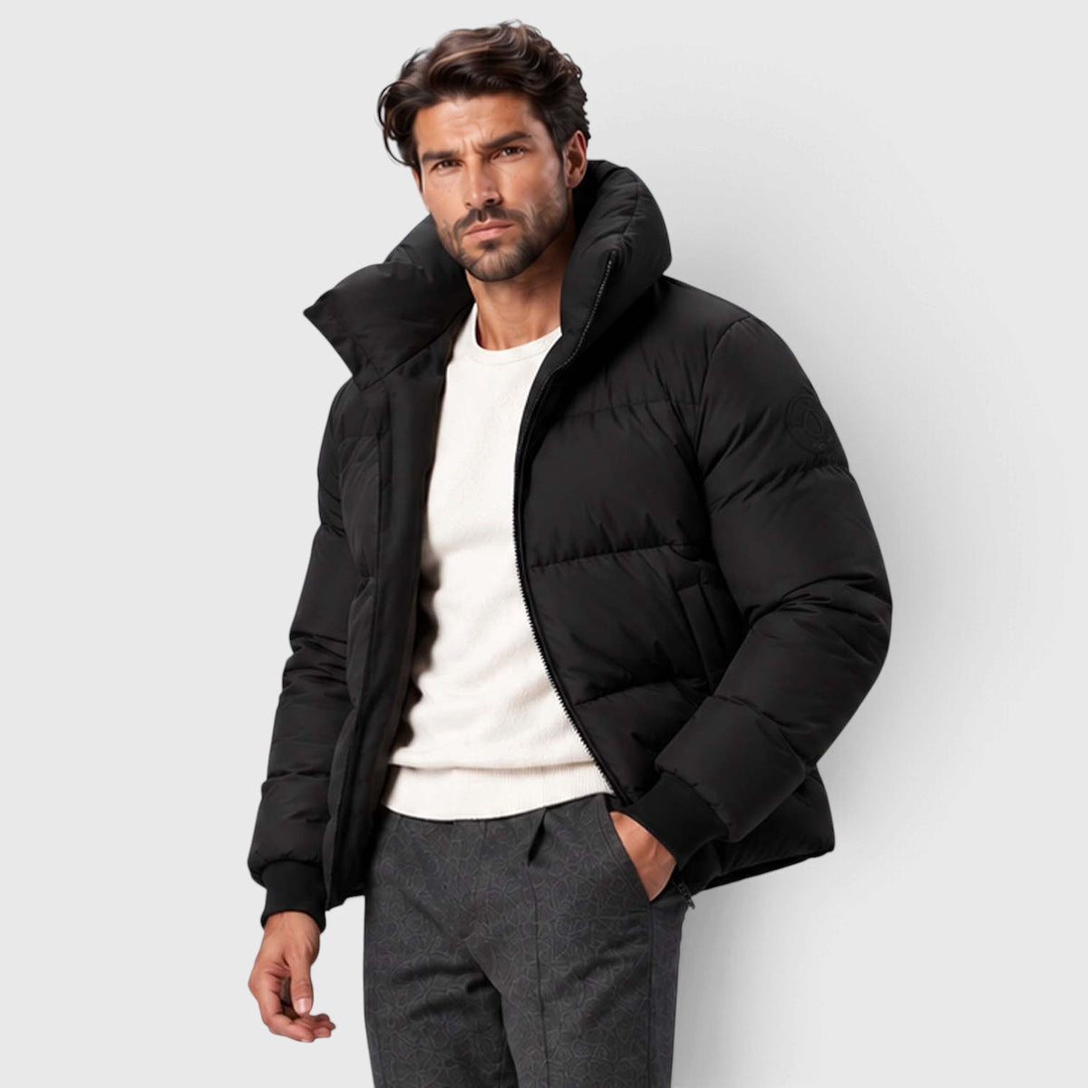 Monvaline | Men's Puffer Jacket Stand Collar Windproof Winter Coat