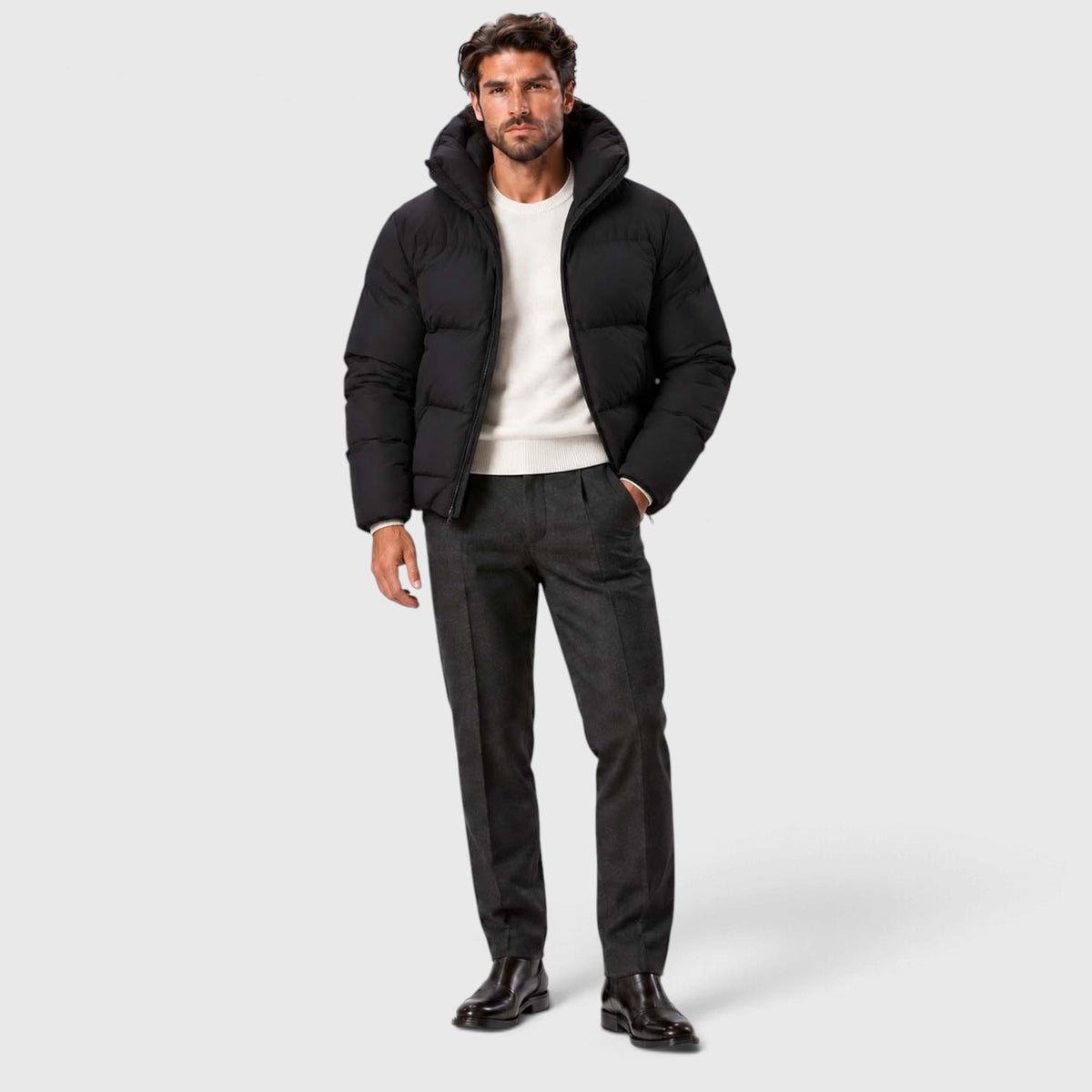 Monvaline | Men's Puffer Jacket Stand Collar Windproof Winter Coat