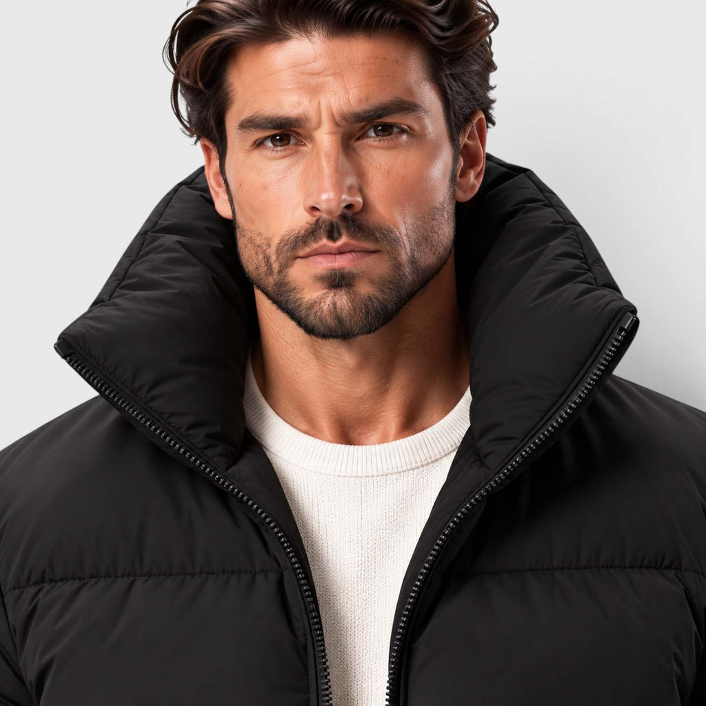 Monvaline | Men's Puffer Jacket Stand Collar Windproof Winter Coat