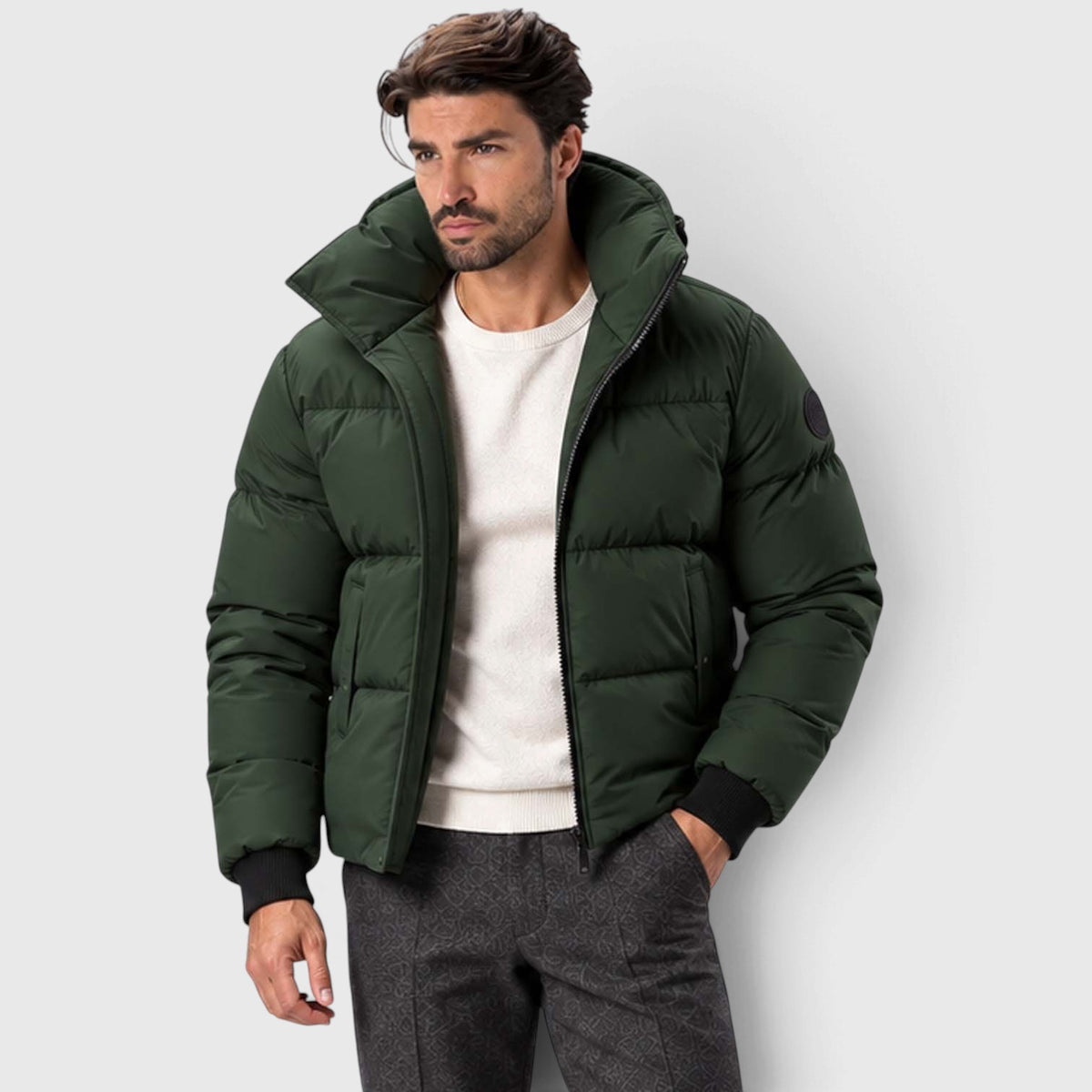 Monvaline | Men's Puffer Jacket Stand Collar Windproof Winter Coat