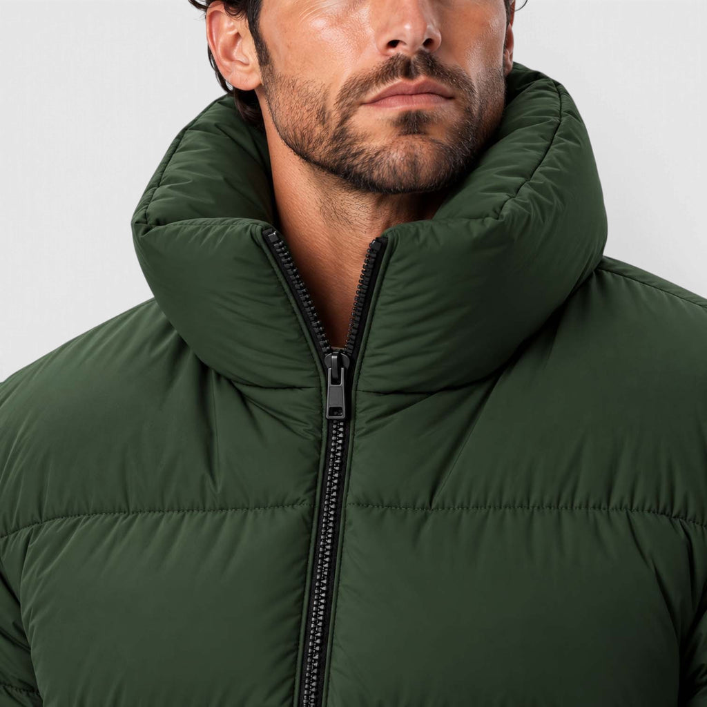 Monvaline | Men's Puffer Jacket Stand Collar Windproof Winter Coat