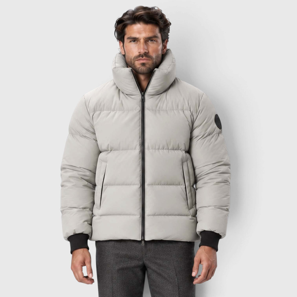 Monvaline | Men's Puffer Jacket Stand Collar Windproof Winter Coat