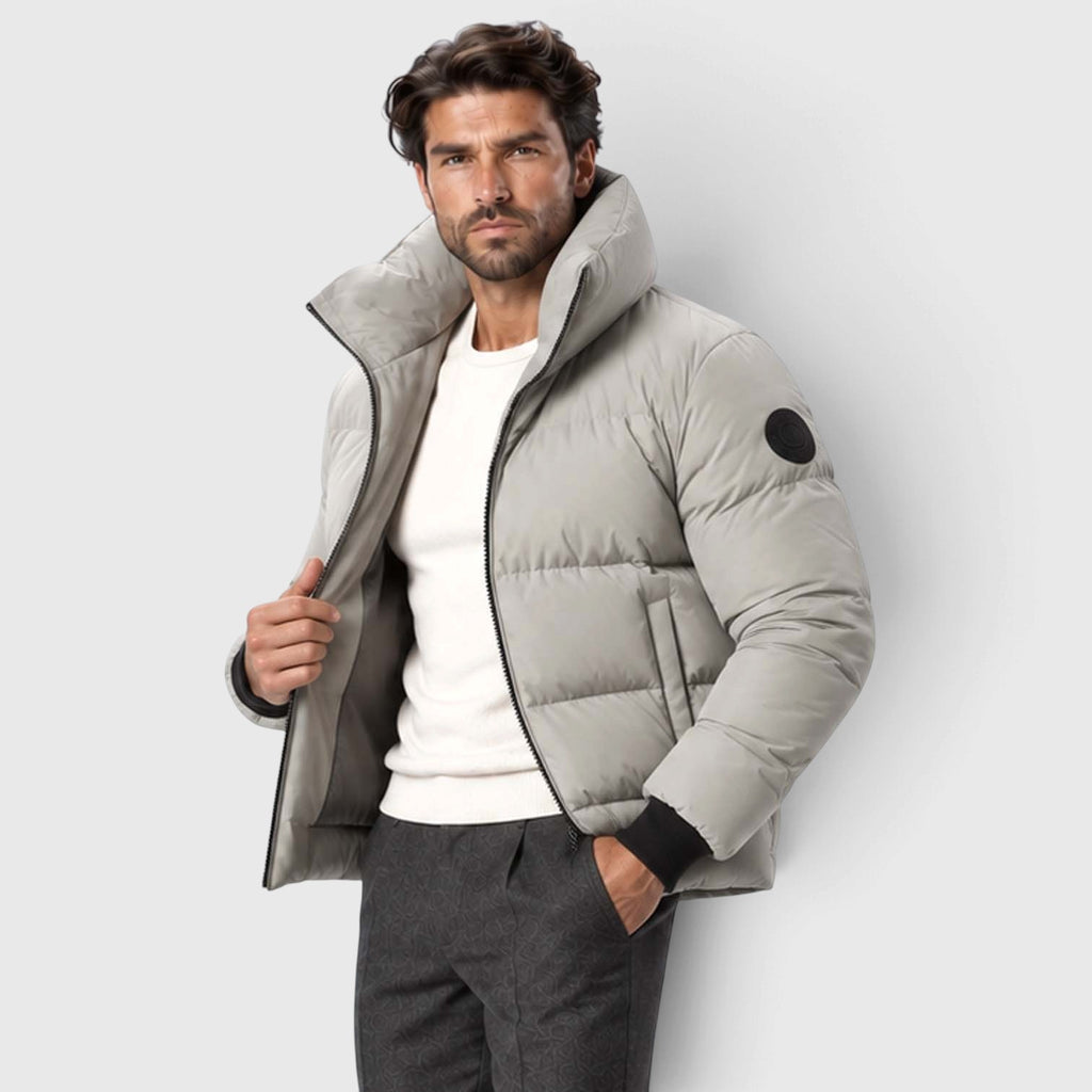 Monvaline | Men's Puffer Jacket Stand Collar Windproof Winter Coat