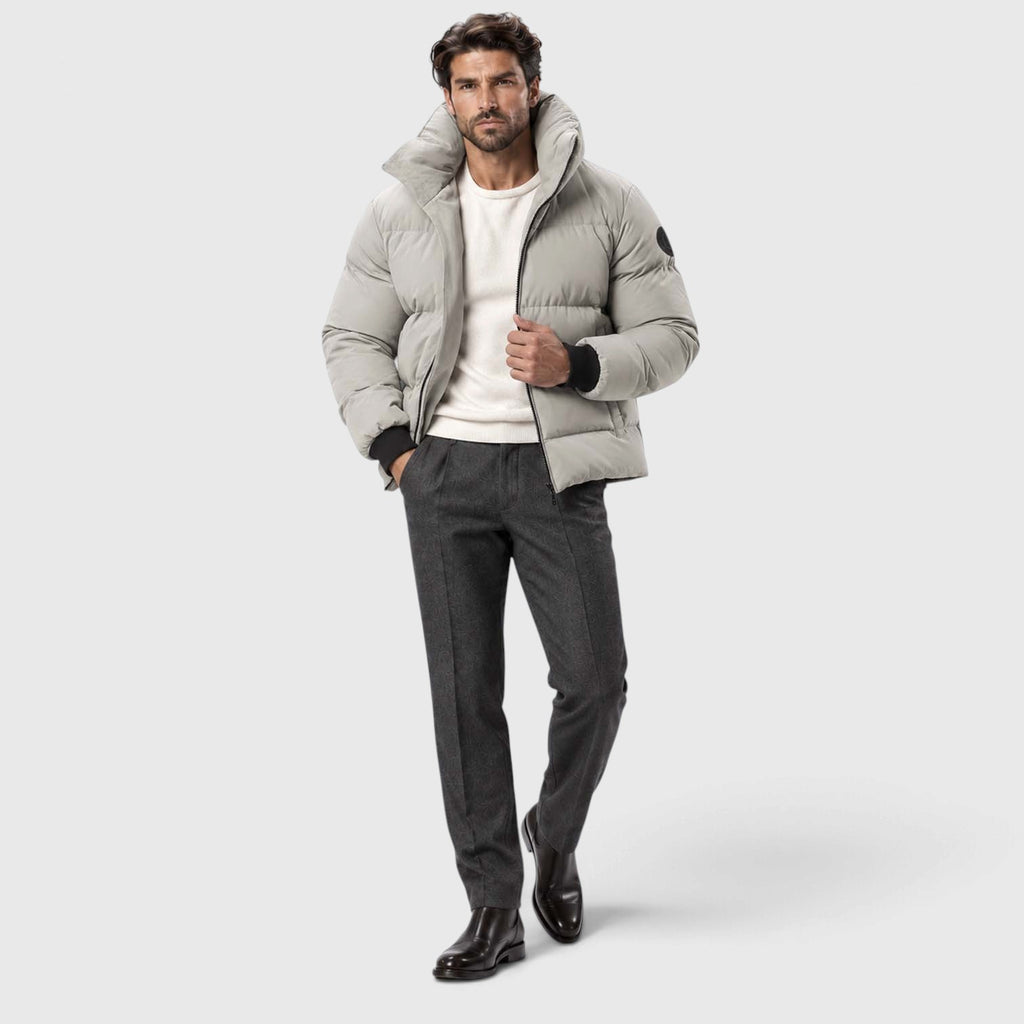 Monvaline | Men's Puffer Jacket Stand Collar Windproof Winter Coat