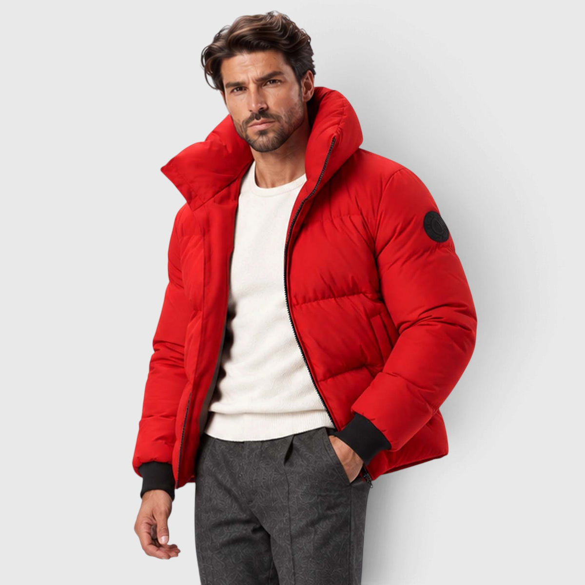 Monvaline | Men's Puffer Jacket Stand Collar Windproof Winter Coat