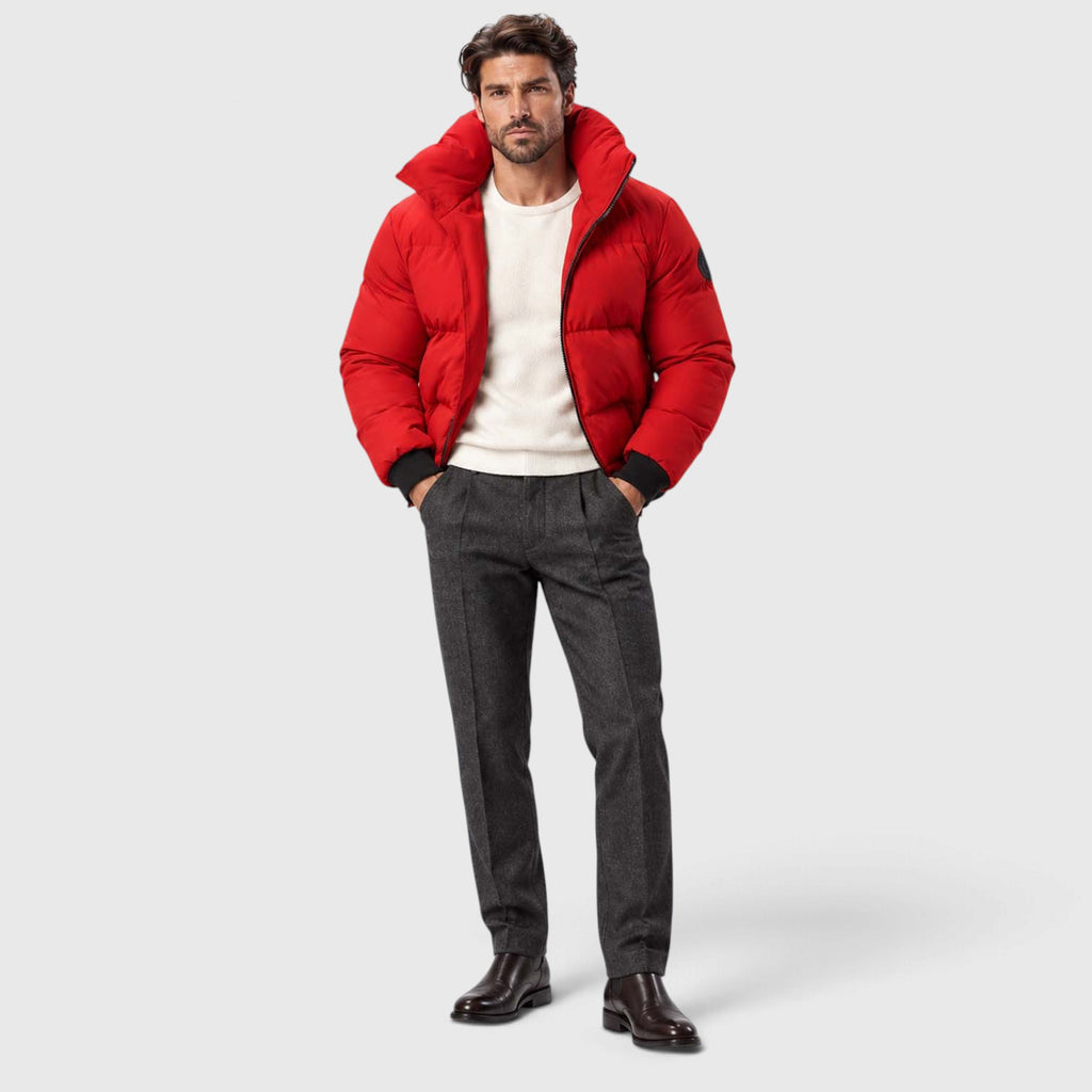 Monvaline | Men's Puffer Jacket Stand Collar Windproof Winter Coat