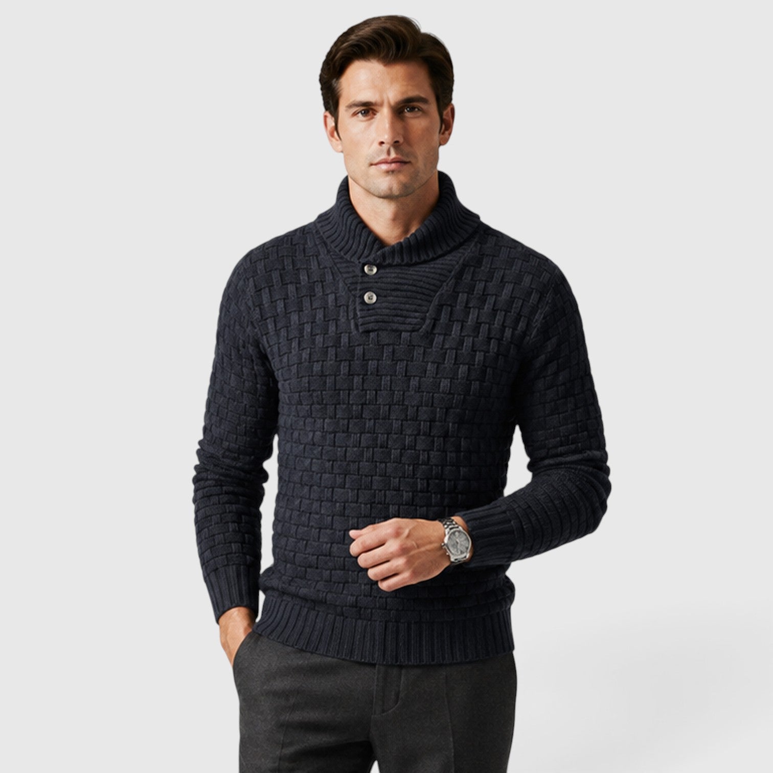 Monvaline | Men's Quarter Button Sweater for Smart Casual Outfits