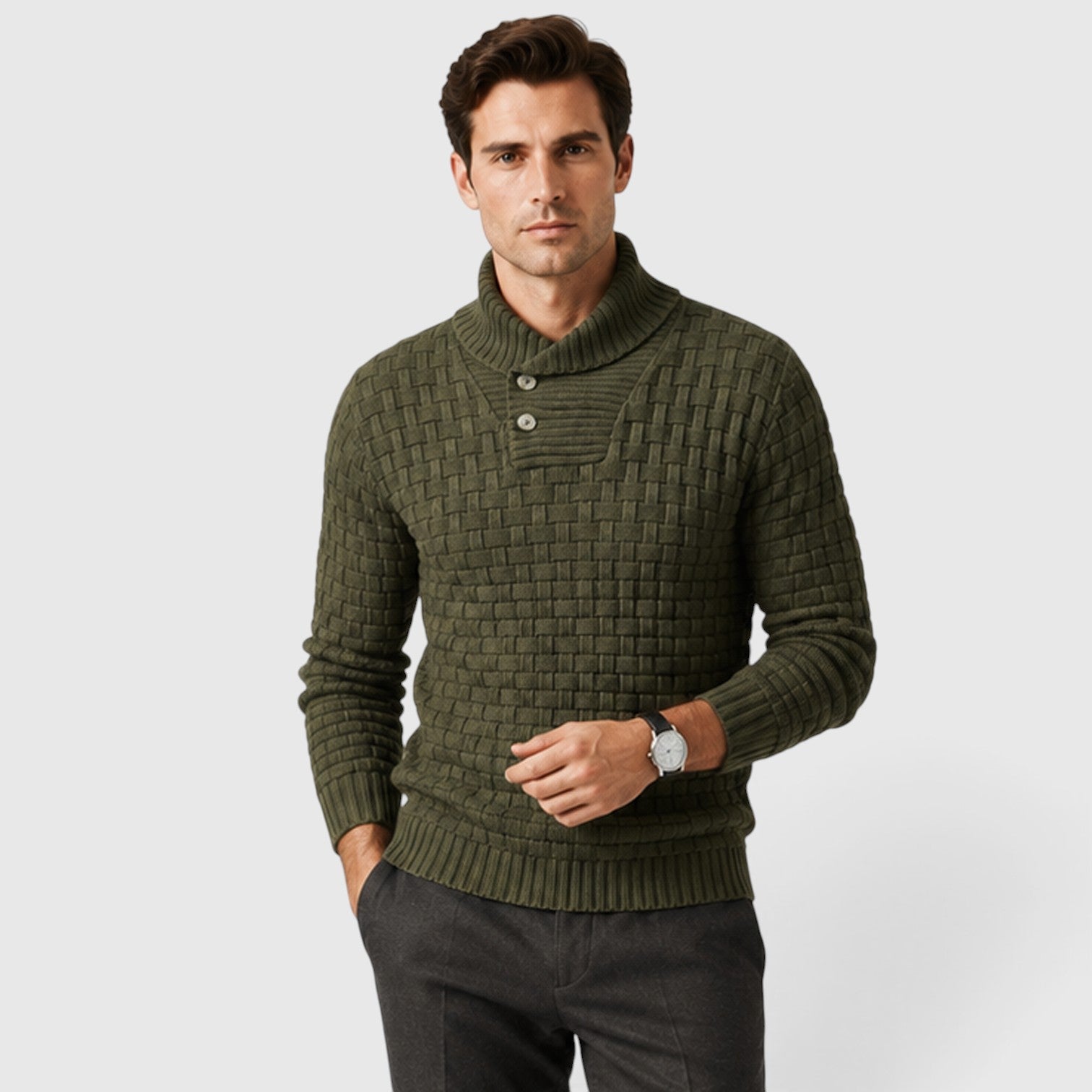 Monvaline | Men's Quarter Button Sweater for Smart Casual Outfits