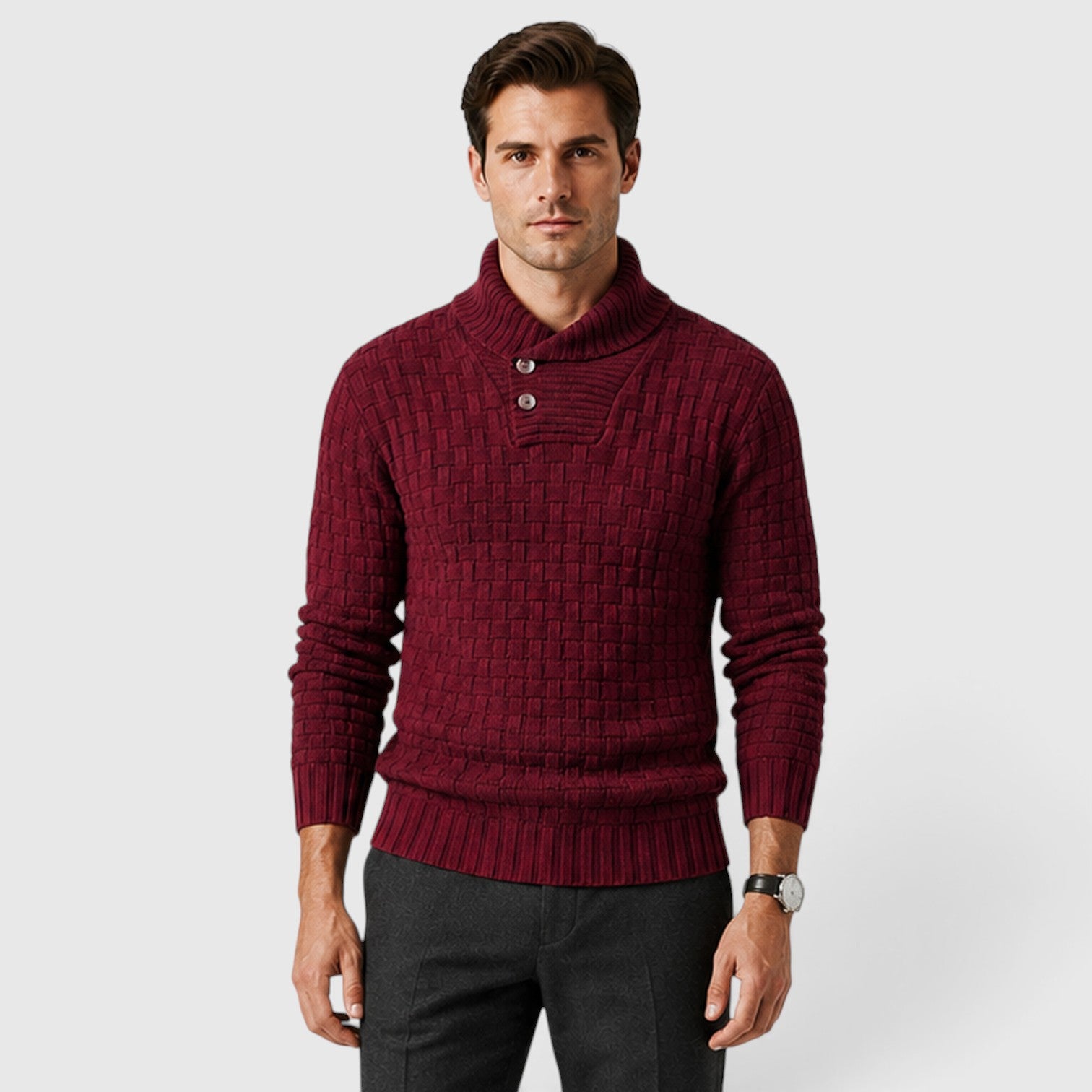 Monvaline | Men's Quarter Button Sweater for Smart Casual Outfits