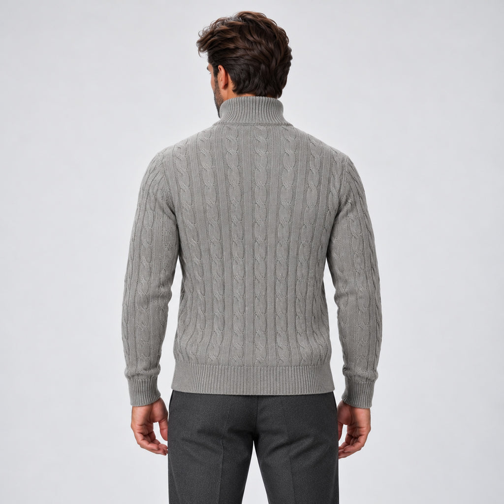 Monvaline | Men's Quarter Zip Jumper – Cable Knit Winter Pullover