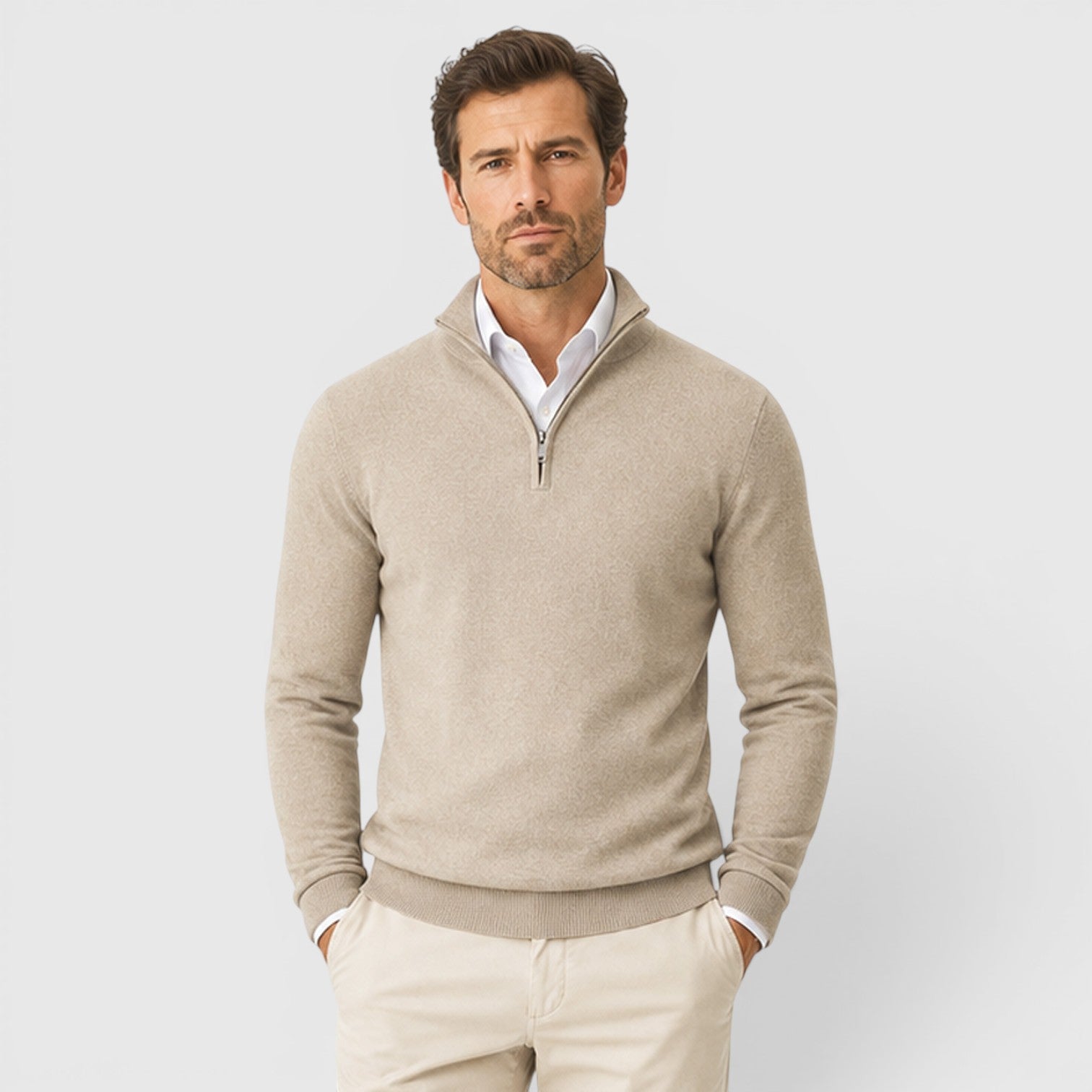 Monvaline | Men's Quarter Zip Premium Lightweight Jumper
