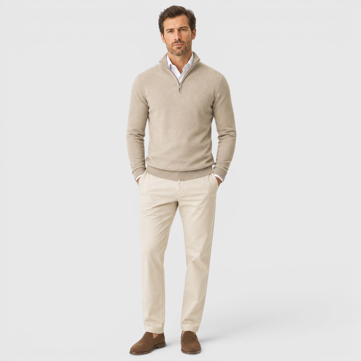 Monvaline | Men's Quarter Zip Premium Lightweight Jumper