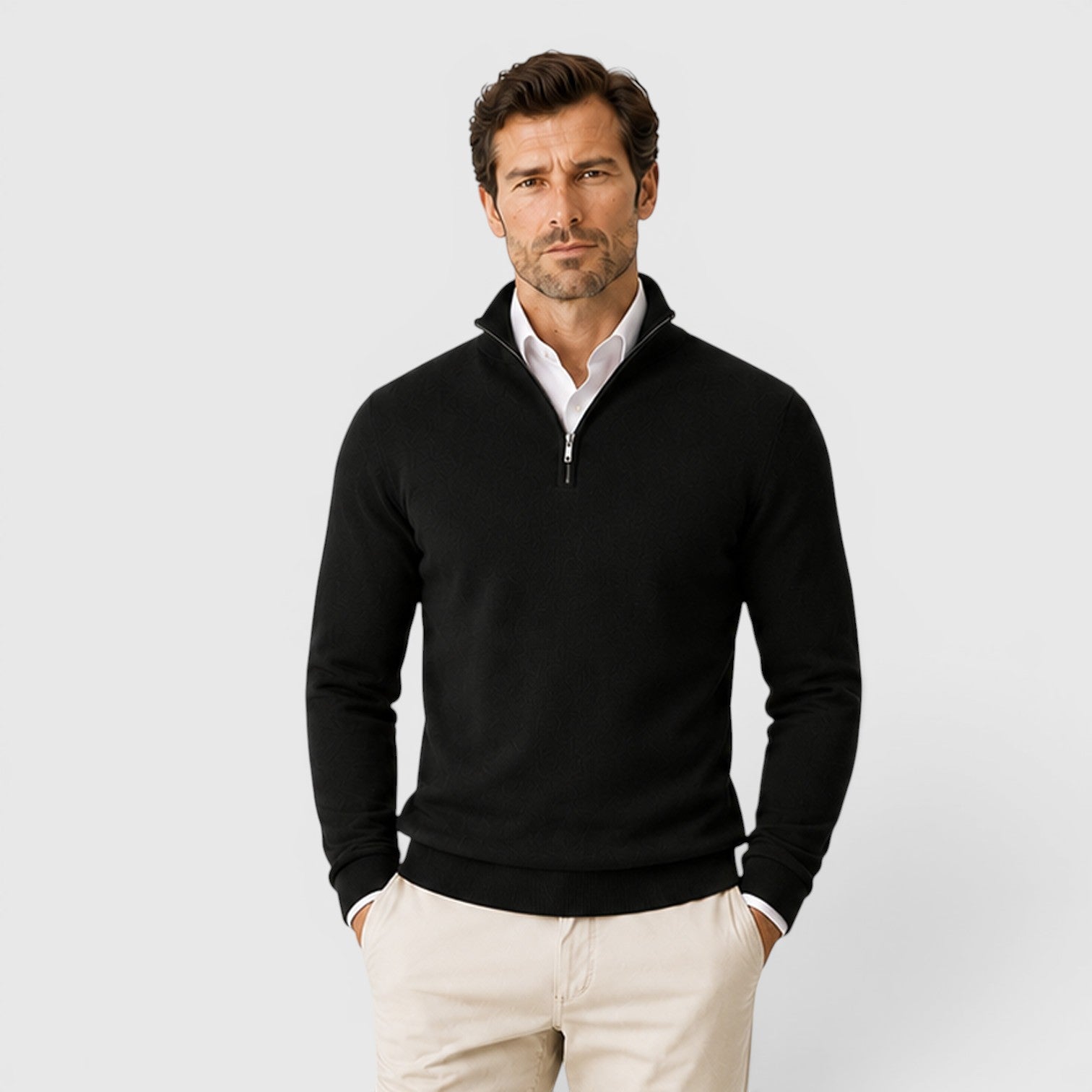 Monvaline | Men's Quarter Zip Premium Lightweight Jumper