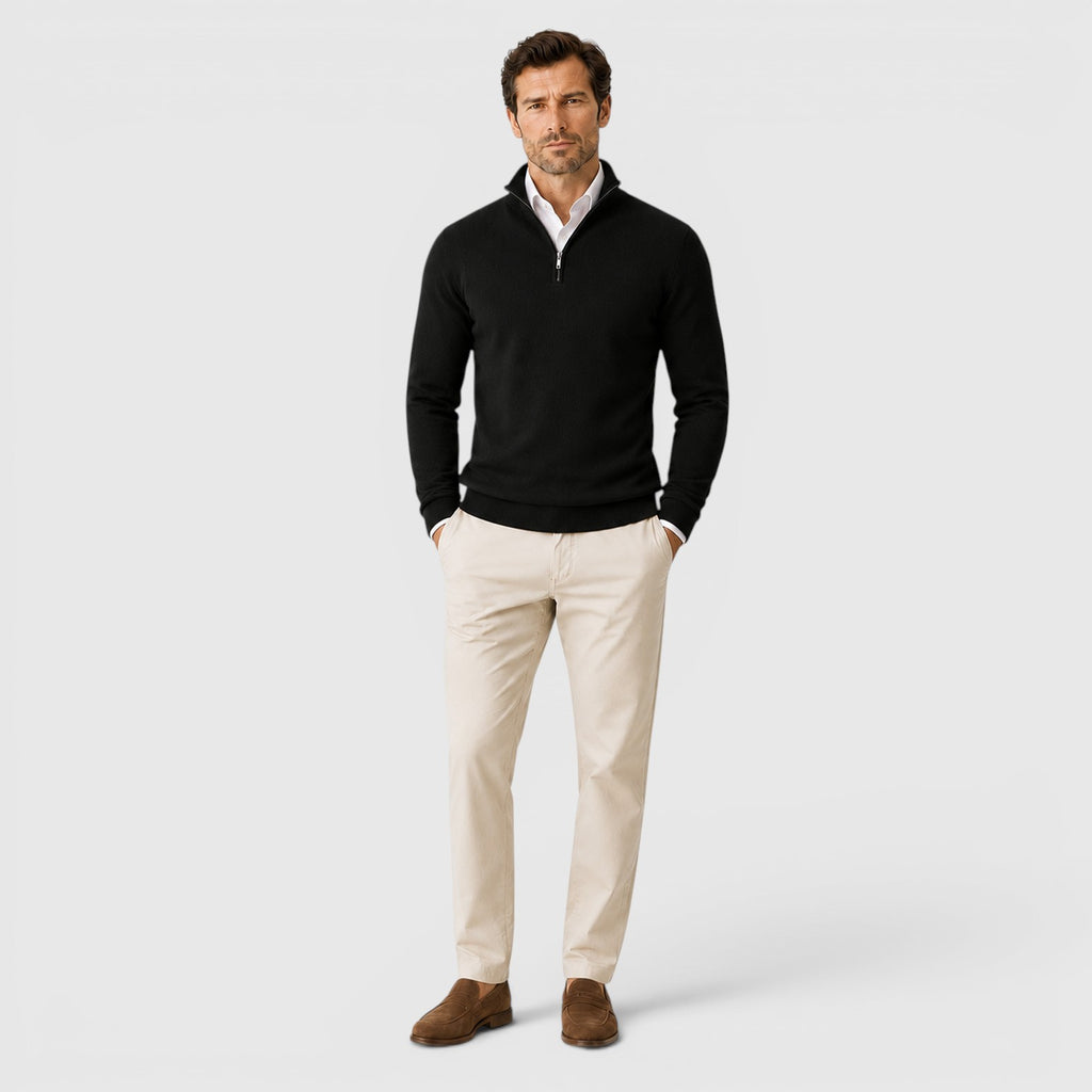 Monvaline | Men's Quarter Zip Premium Lightweight Jumper
