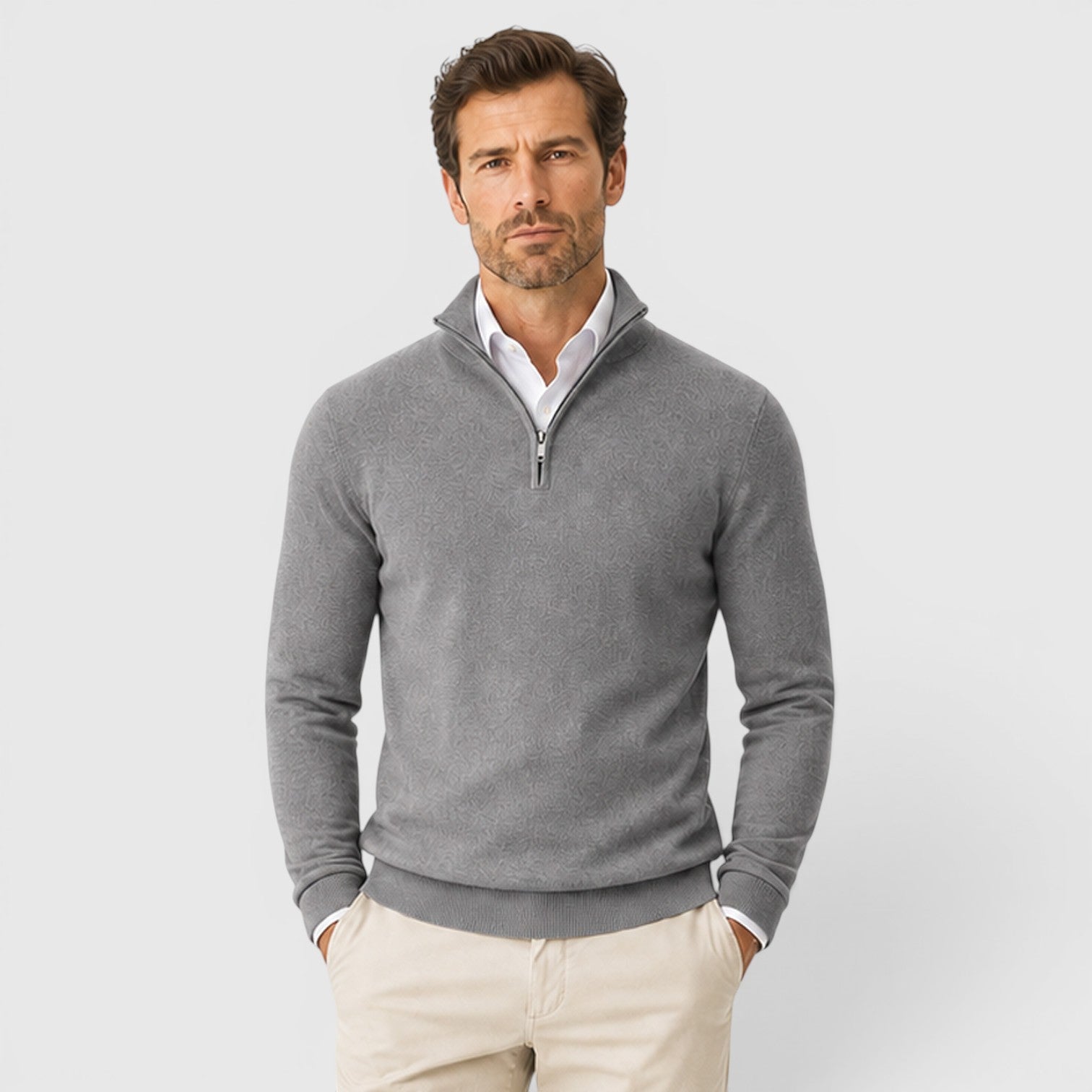 Monvaline | Men's Quarter Zip Premium Lightweight Jumper