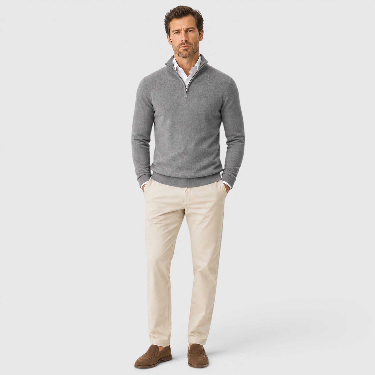 Monvaline | Men's Quarter Zip Premium Lightweight Jumper