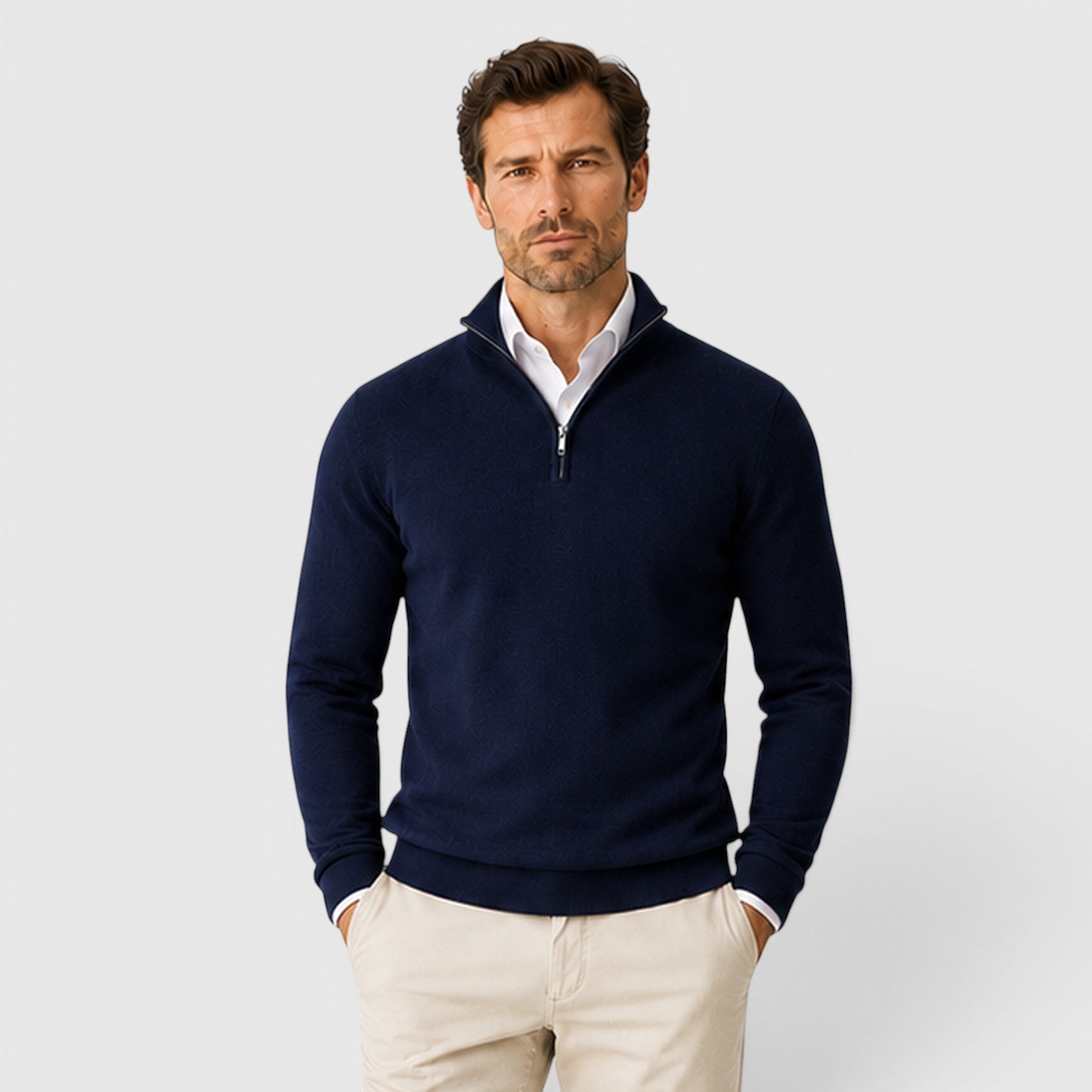 Monvaline | Men's Quarter Zip Premium Lightweight Jumper
