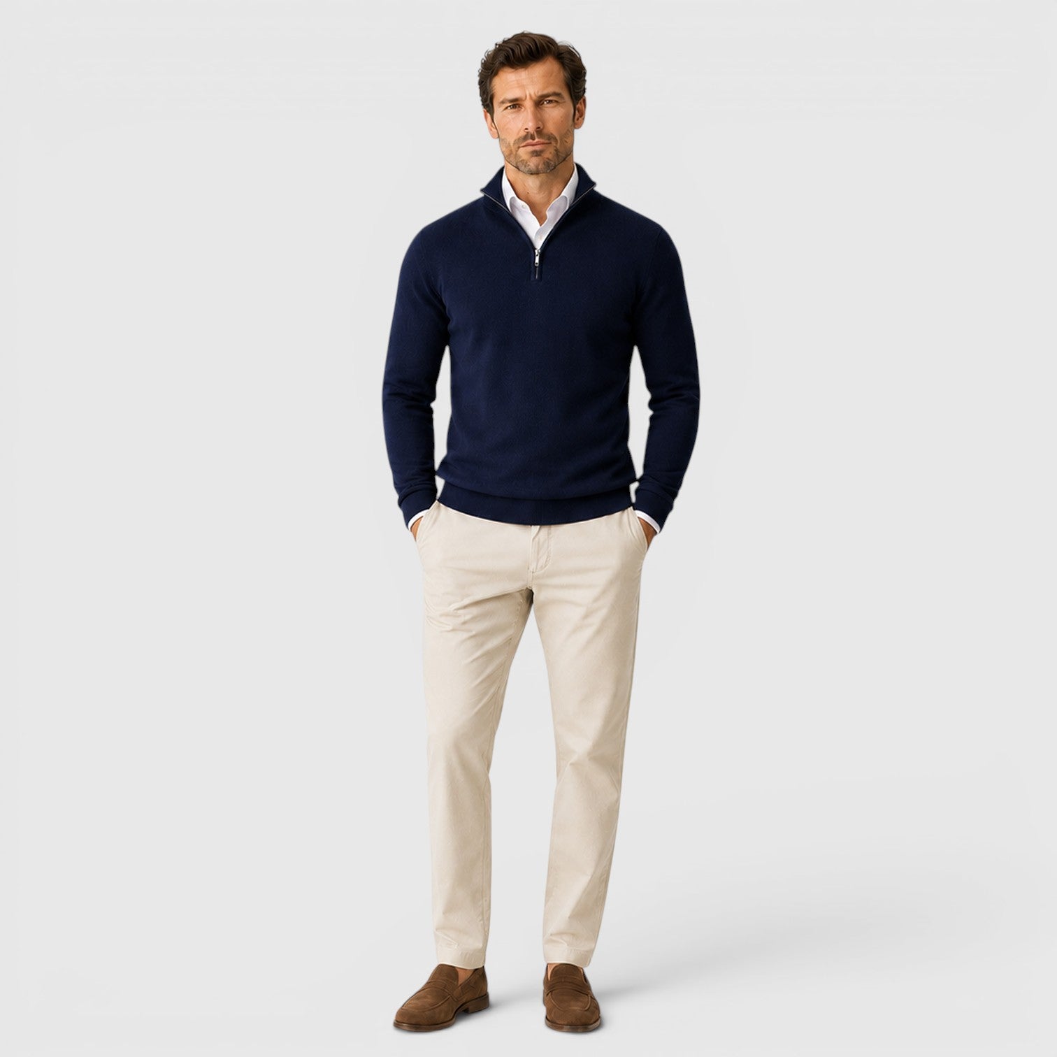 Monvaline | Men's Quarter Zip Premium Lightweight Jumper