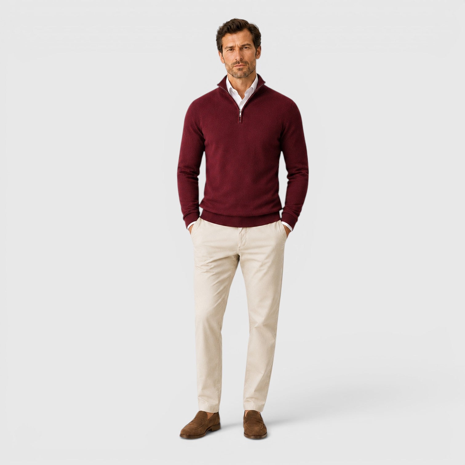 Monvaline | Men's Quarter Zip Premium Lightweight Jumper