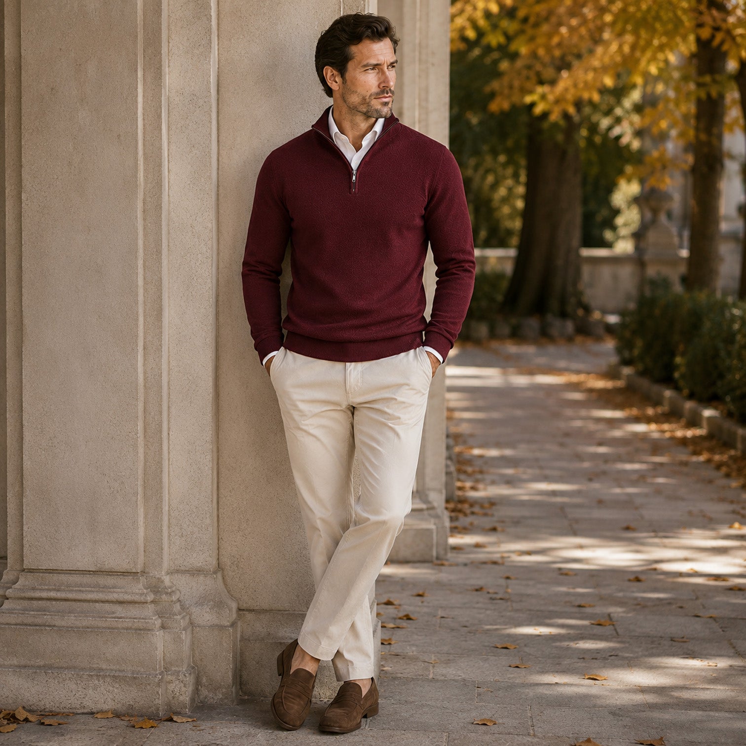 Monvaline | Men's Quarter Zip Premium Lightweight Jumper