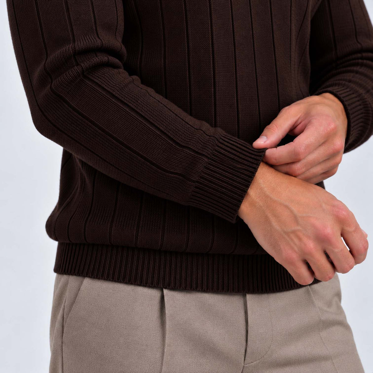 Monvaline | Men's Quarter Zip Ribbed Knit Jumper Stand Collar