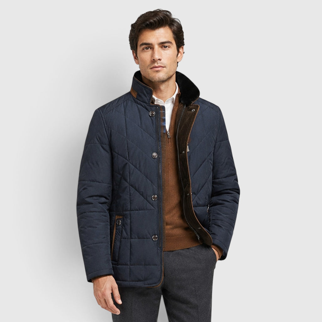 Monvaline | Men's Quilted Jacket with Stand Collar