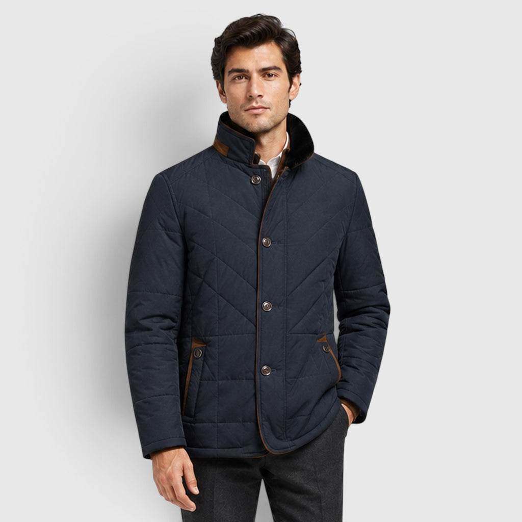 Monvaline | Men's Quilted Jacket with Stand Collar