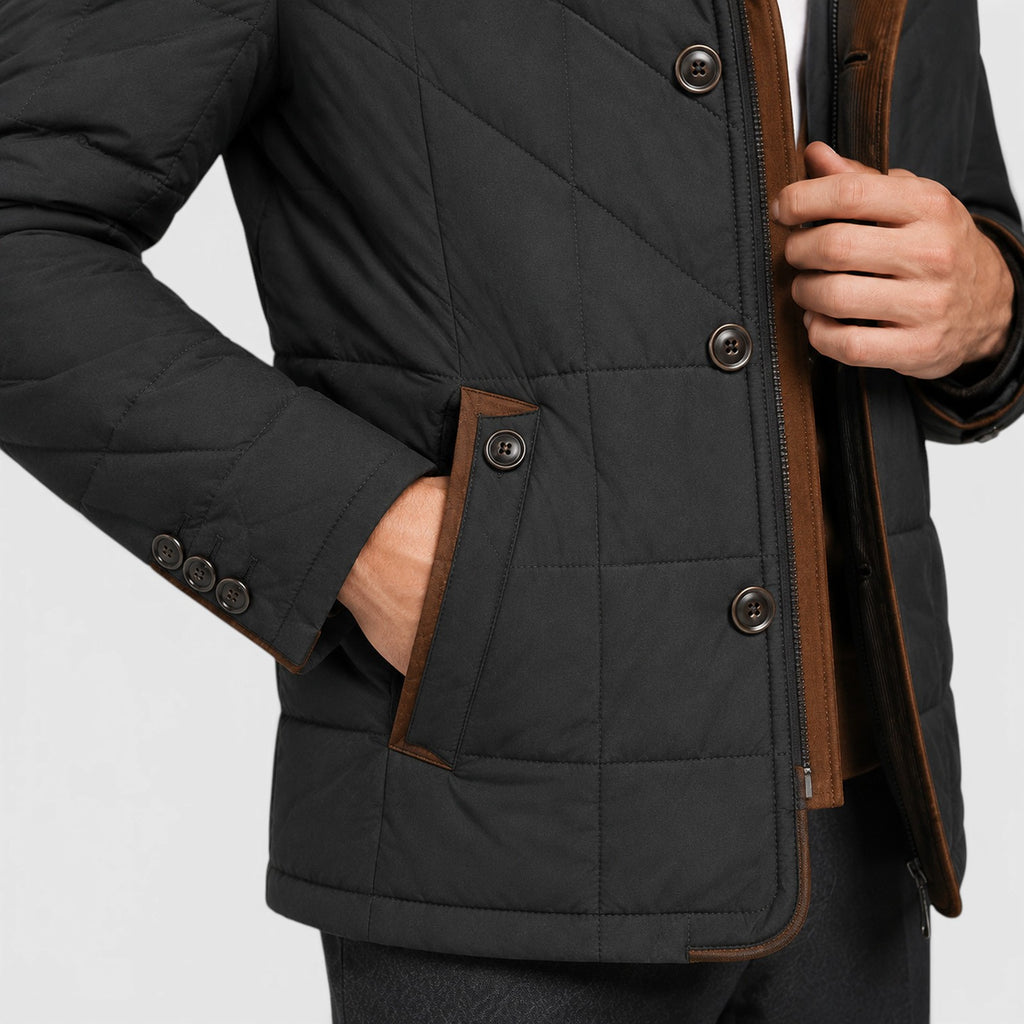 Monvaline | Men's Quilted Jacket with Stand Collar