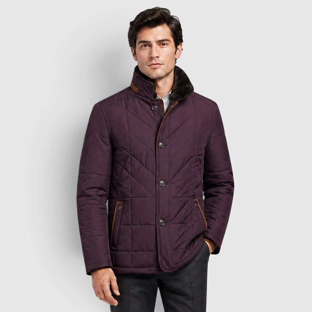 Monvaline | Men's Quilted Jacket with Stand Collar