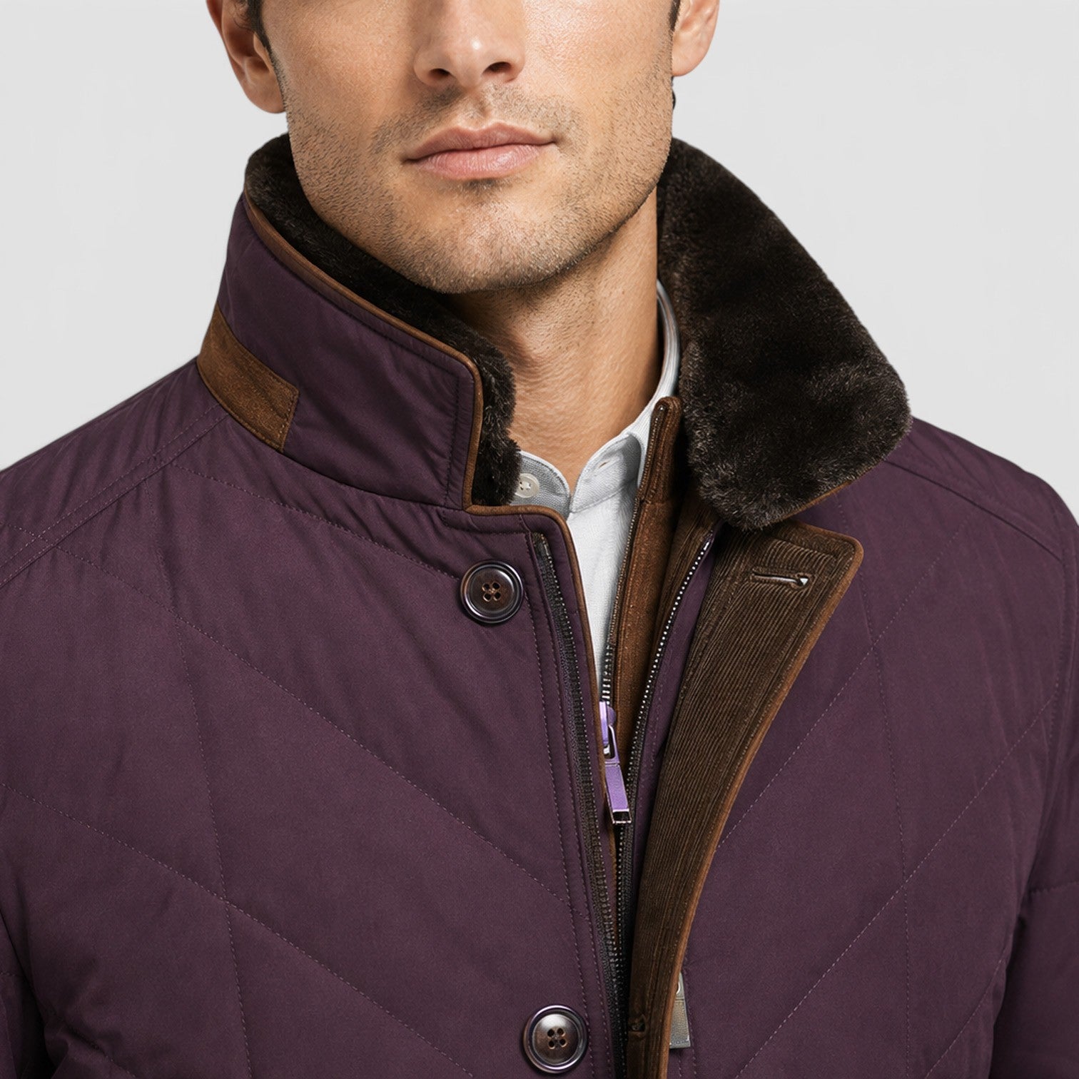 Monvaline | Men's Quilted Jacket with Stand Collar