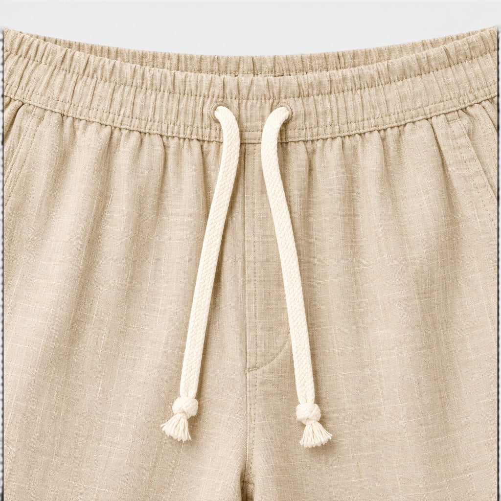 Monvaline | Men's Ramie Linen Cropped Pants Lightweight Casual Summer Wear