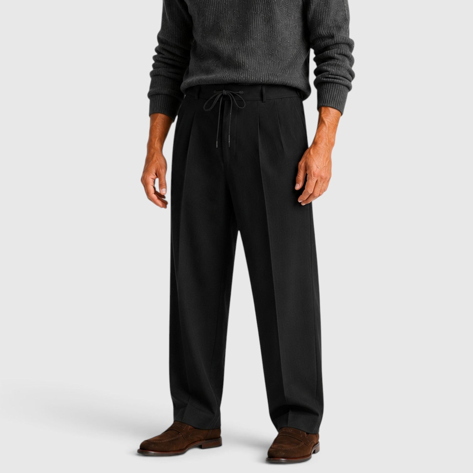 Monvaline | Men's Relaxed Wide Leg Pants for Casual Everyday Wear