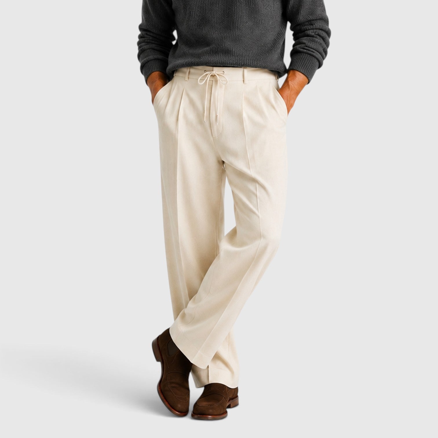 Monvaline | Men's Relaxed Wide Leg Pants for Casual Everyday Wear