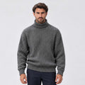 Monvaline | Men's Ribbed Knit Roll Neck Jumper Relaxed Fit