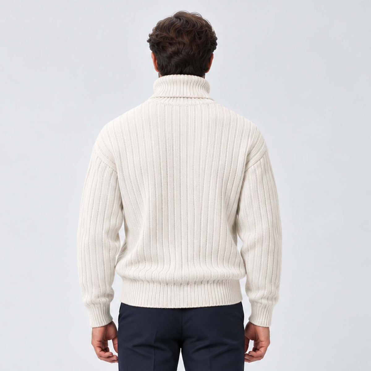 Monvaline | Men's Ribbed Knit Roll Neck Jumper Relaxed Fit