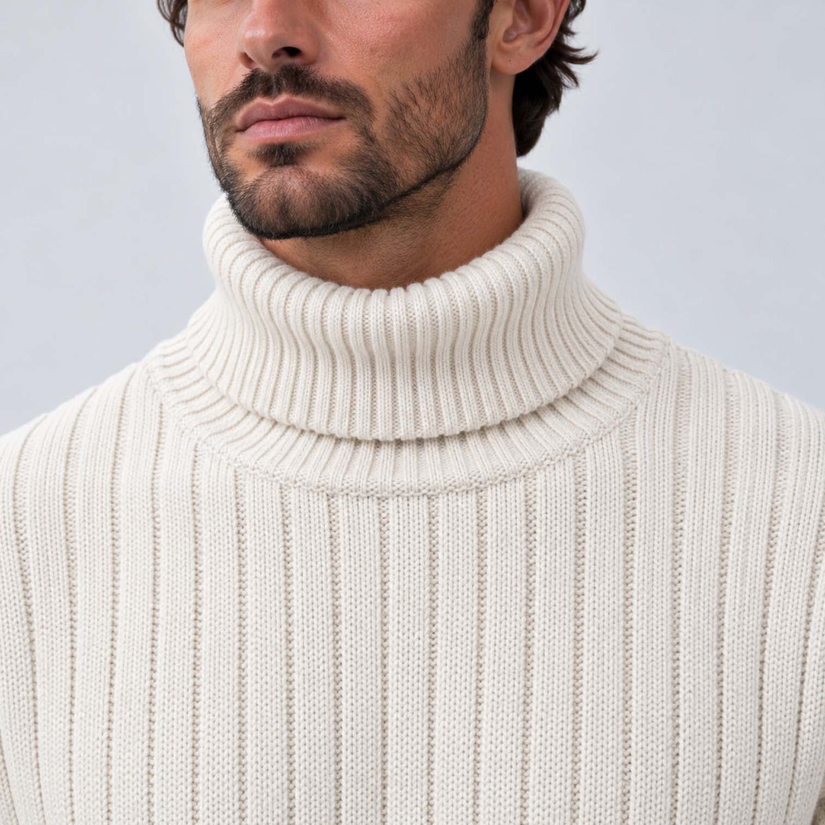 Monvaline | Men's Ribbed Knit Roll Neck Jumper Relaxed Fit