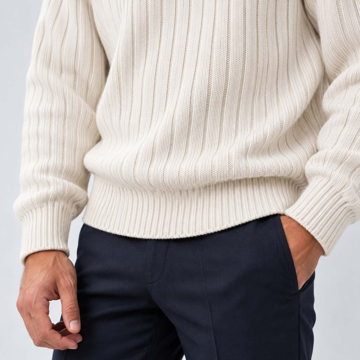 Monvaline | Men's Ribbed Knit Roll Neck Jumper Relaxed Fit