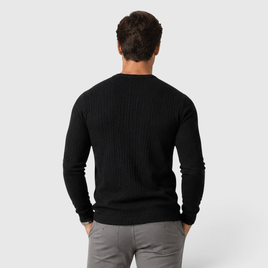 Monvaline | Men's Round Neck Smart Casual Rib Knit Jumper
