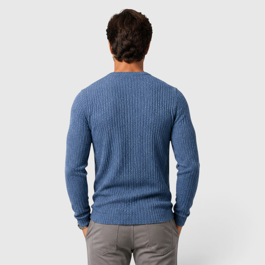 Monvaline | Men's Round Neck Smart Casual Rib Knit Jumper