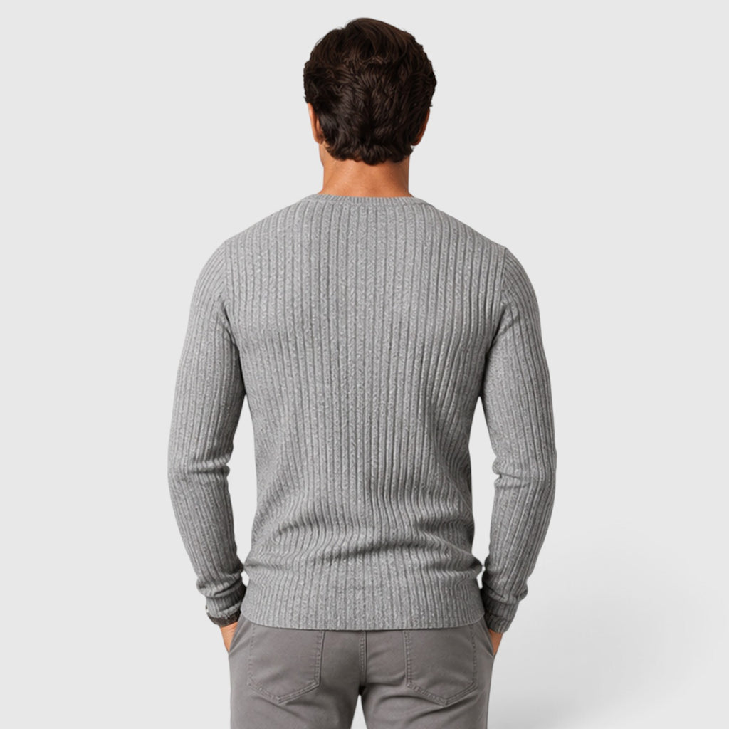 Monvaline | Men's Round Neck Smart Casual Rib Knit Jumper