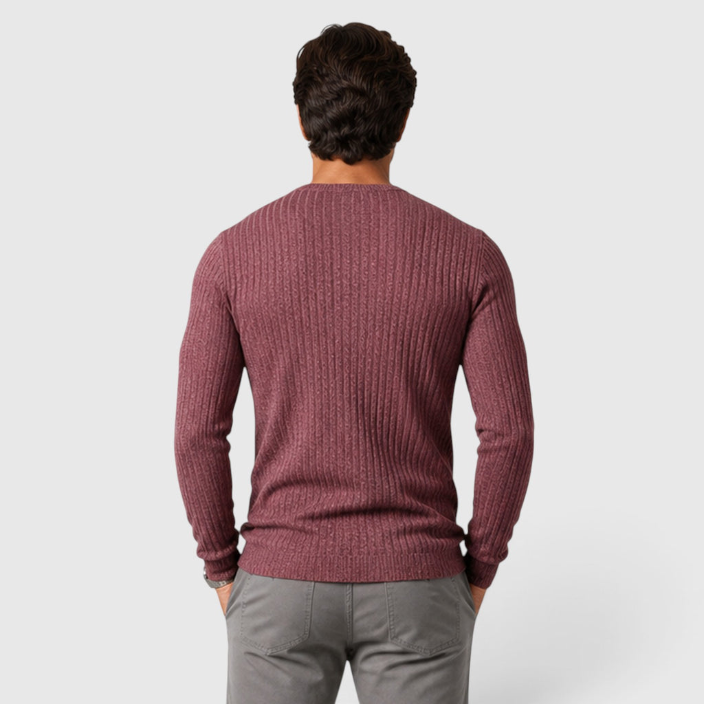 Monvaline | Men's Round Neck Smart Casual Rib Knit Jumper