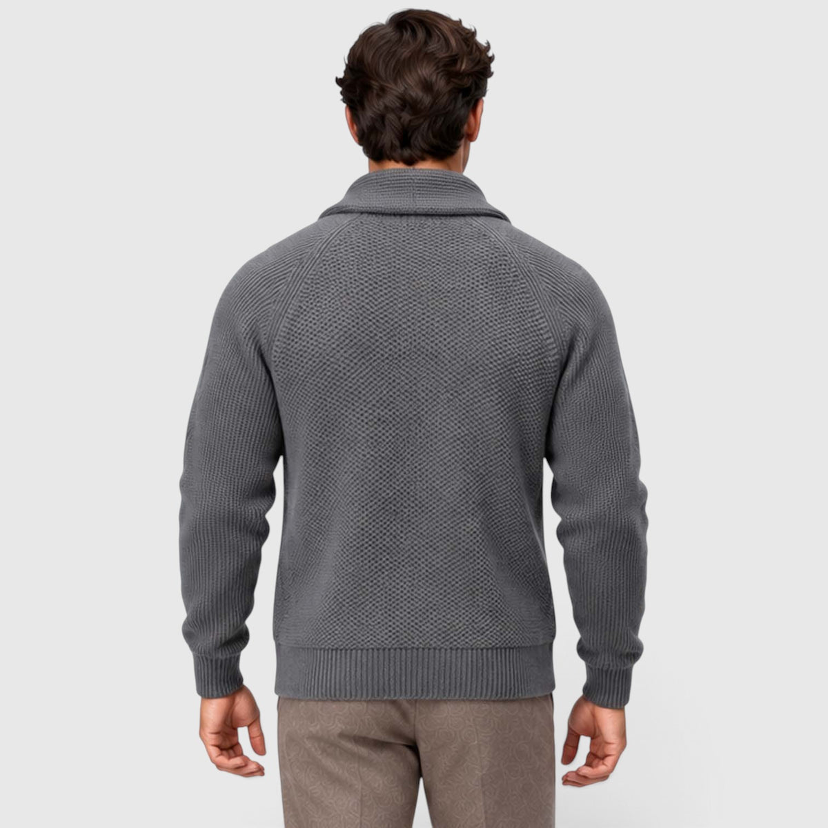 Monvaline | Men's Shawl Collar Cardigan – Open Front Knit with Flap Pockets